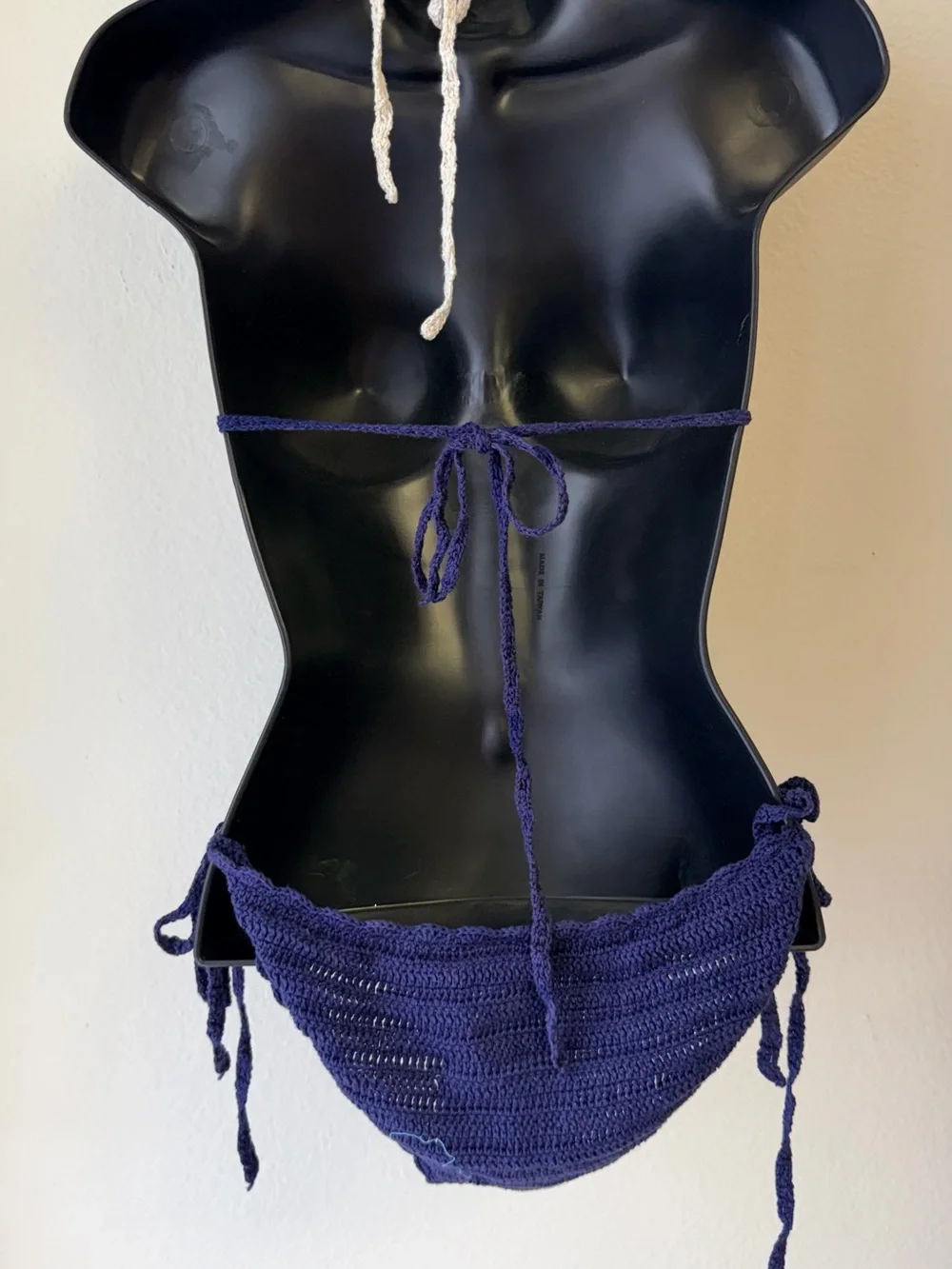 Cream & Navy Crochet Tie-Side Bikini - Women Swim - Picture 2 of 4